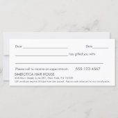 シンプルサロンモダンスパピンクギフト証明書 (裏面)