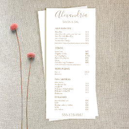 シンプルサロン価格表サービス・メニュー ラックカード