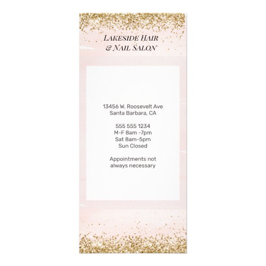 シンプルサロン水彩価格表一覧サービス ラックカード (裏面)