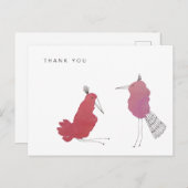 シンプルサンキューカードピンク赤い水色 ポストカード (正面/裏面)