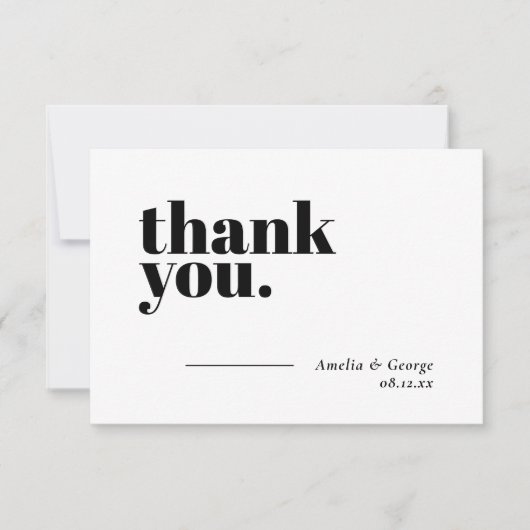 シンプルサンキューカード結婚フラットミニマリスト サンキューカード (正面)