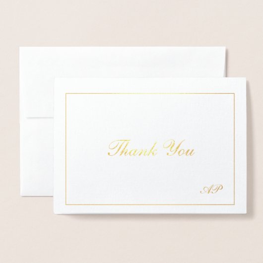 シンプルサンキューモノグラムエレガントな結婚式 箔カード (封筒付き正面)
