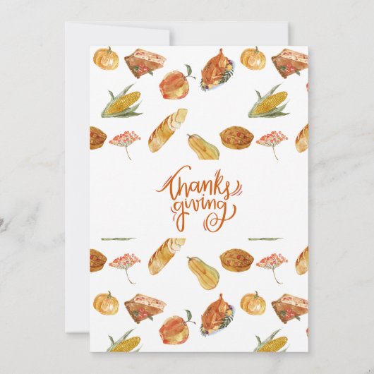 シンプルサンクスギビング七面鳥ディナー招待状 招待状 (裏面)