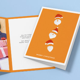 シンプルサンタクモダンラシックオレンジのクリスマスフォト シーズンカード