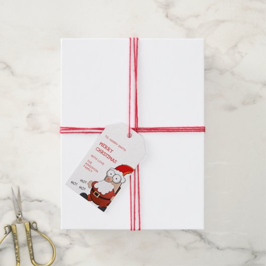 シンプルサンタクロース赤メリークリスマスホリデー ギフトタグ (より糸付き)