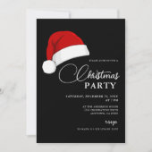 シンプルサンタハットスクリプトクリスマスパーティー 招待状 (正面)