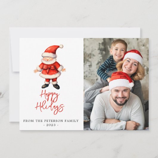 シンプルサンタ節クリスマスホリデーカード 招待状 (正面)