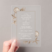 シンプルサンディシーシェルビーチ結婚式 アクリル招待状 (インサイチュ (ポータブル))