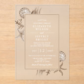 シンプルサンディシーシェルビーチ結婚式 アクリル招待状 (正面)
