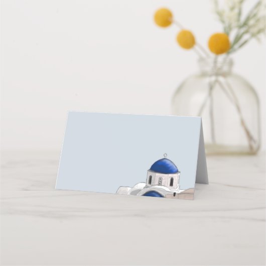 シンプルサントリーニブルードーム座席表 – ライトブルー プレイスカード (正面)