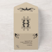 シンプルサンドストーンとブラックトリフォールドRSVP結婚's オールインワン招待状 (外側)