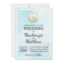 シンプルサンドドルビーチをテーマにした結婚式招待状