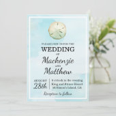 シンプルサンドドルビーチをテーマにした結婚式招待状 招待状 (スタンド正面)