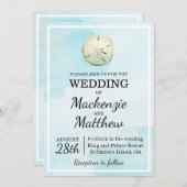 シンプルサンドドルビーチをテーマにした結婚式招待状 招待状 (正面/裏面)