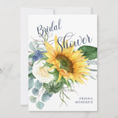 シンプルサンフラワーブーケネイビーブライダルシャワー 招待状 (正面)