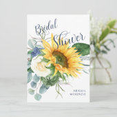 シンプルサンフラワーブーケネイビーブライダルシャワー 招待状 (スタンド正面)