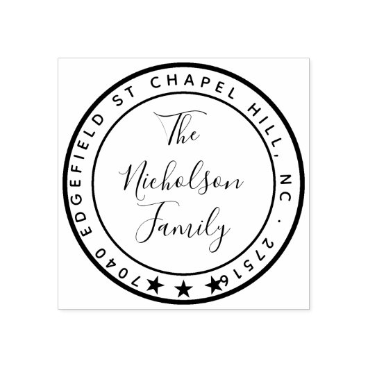 シンプルサークルスターのクリーン澄んとファミリ名 ラバースタンプ (インプリント)