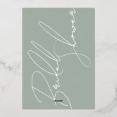 シンプルサージグリエレガントーンブライダルシャワー 箔招待状 (裏面)