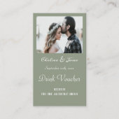 シンプルサージグリーンフォト結婚ズ飲料チケットカード 名刺 (正面)