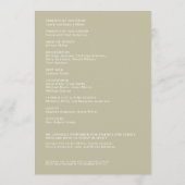 シンプルサージグリーン孤立した名結婚前式 プログラム (裏面)