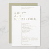 シンプルサージグリーン孤立した名結婚前式 プログラム (正面/裏面)