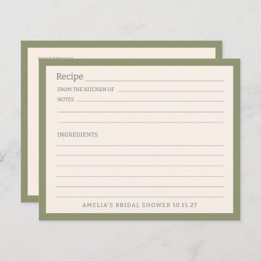 シンプルサージグ縁どリーパーソナライズされたレシピカード (正面/裏面)