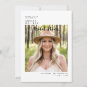 シンプルザブライドフォトホワイトブライダルシャワー 招待状 (正面)