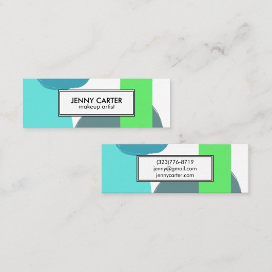 シンプルシェイプカッコいいミニマル青 スキニー名刺 (正面/裏面)