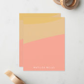 シンプルシェイプズパステルコーラルイエローパーソナライズされた ノートカード (正面/裏面インサイチュ)