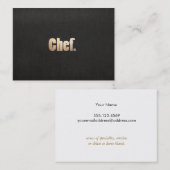 シンプルシェフフェイクブラックリネンと金ゴールド 名刺 (正面/裏面)