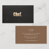 シンプルシェフフェイクブラックリネンと金ゴールド 名刺 (正面/裏面)