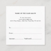 シンプルシエレガントック赤いハートホワイト美容師 スクエア名刺 (裏面)