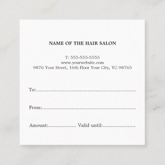 シンプルシエレガントック赤いハートホワイト美容師 スクエア名刺 (裏面)