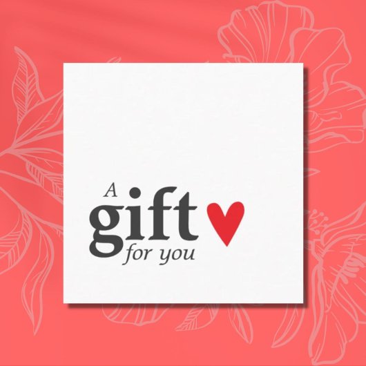 シンプルシエレガントック赤いハートホワイト美容師 スクエア名刺