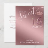 シンプルシクールックバラ金ゴールドティアラスイート16インビタット 招待状 (正面/裏面)