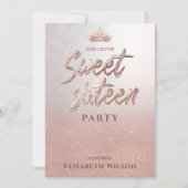 シンプルシクールックバラ金ゴールドティアラスイート16インビタット 招待状 (正面)