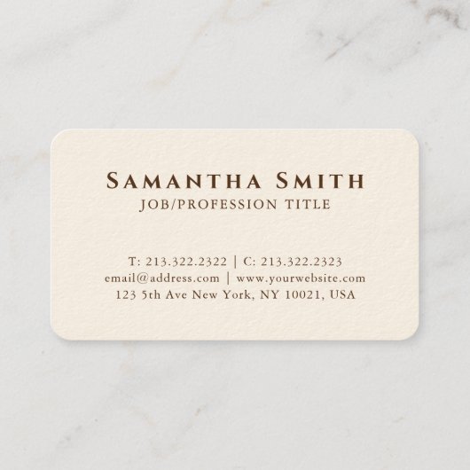 シンプルシグネチモダンャ・クリームブラウンモノグラムの 名刺 (裏面)