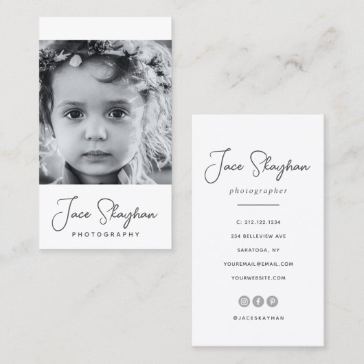 シンプルシグネチャーエレガントスクリプト撮影 名刺 (正面/裏面)