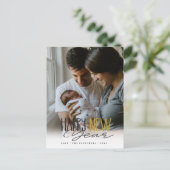 シンプルシグネチャースクリプトハッピーニューイヤーホリデイ ポストカード (スタンド正面)