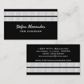 シンプルシストライプック名刺、白黒 名刺 (正面/裏面)