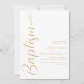 シンプルシッエレガントク・ホワイト・金ゴールド・バプテスマ 招待状 (正面)