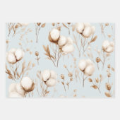 シンプルシックなコットンフラワーニュートラル自然ギフト ラッピングペーパーシート (正面)