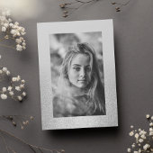 シンプルシックなシルバーグリッターグラデーションフォトSweet 16 招待状