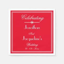 シンプルシックなスクリプトロマンチック結婚レッド紙 スタンダードカクテルナプキン