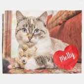 シンプルシックなペットフォトドッグパーソナライズされた猫好き フリースブランケット (正面(横))