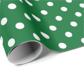 シンプルシックなホワイト水玉模様パターンオングリーン ラッピングペーパー (ロールコーナー)