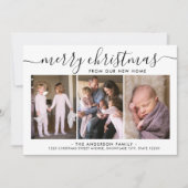 シンプルシックなメリークリスマス3写真ホリデームービング 案内状 (正面)