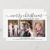 シンプルシックなメリークリスマス3写真ホリデームービング 案内状 (正面/裏面)