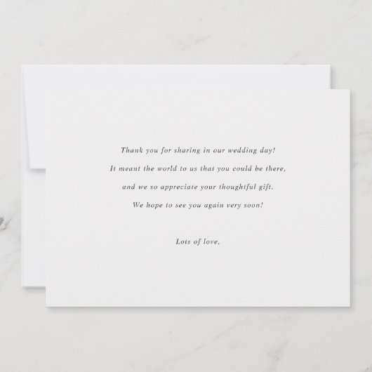シンプルシックな愛と感謝していのモダン写真結婚 サンキューカード (裏面)