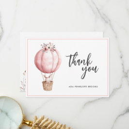 シンプルシックな水の色ホットエアバルーンベビーガール サンキューカード